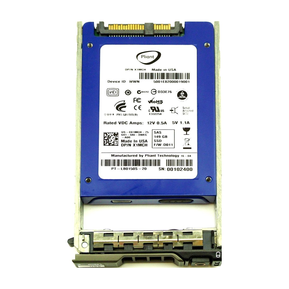 DYSK DELL PLIANT 149GB SSD SAS 3G 2,5 RAMKA X1MCH