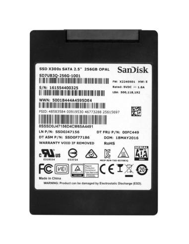 DYSK LENOVO SANDISK X300s 256GB SSD SATA III 6G 2,5 SD7UB3Q-256G 00FC449