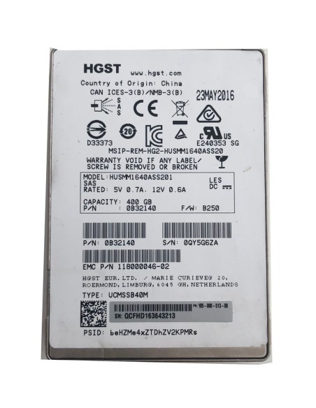 DYSK EMC HGST 400GB SAS SSD 12G 2,5 0B32140