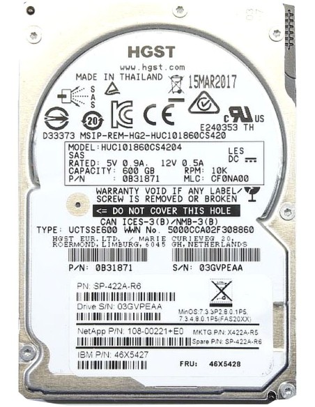 HITACHI IBM 600GB SAS 10K 12G 2,5 HUC101860CS4204