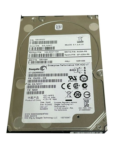 NetApp IBM 18R1085 1.2TB 10K SAS 2.5” 108-00321
