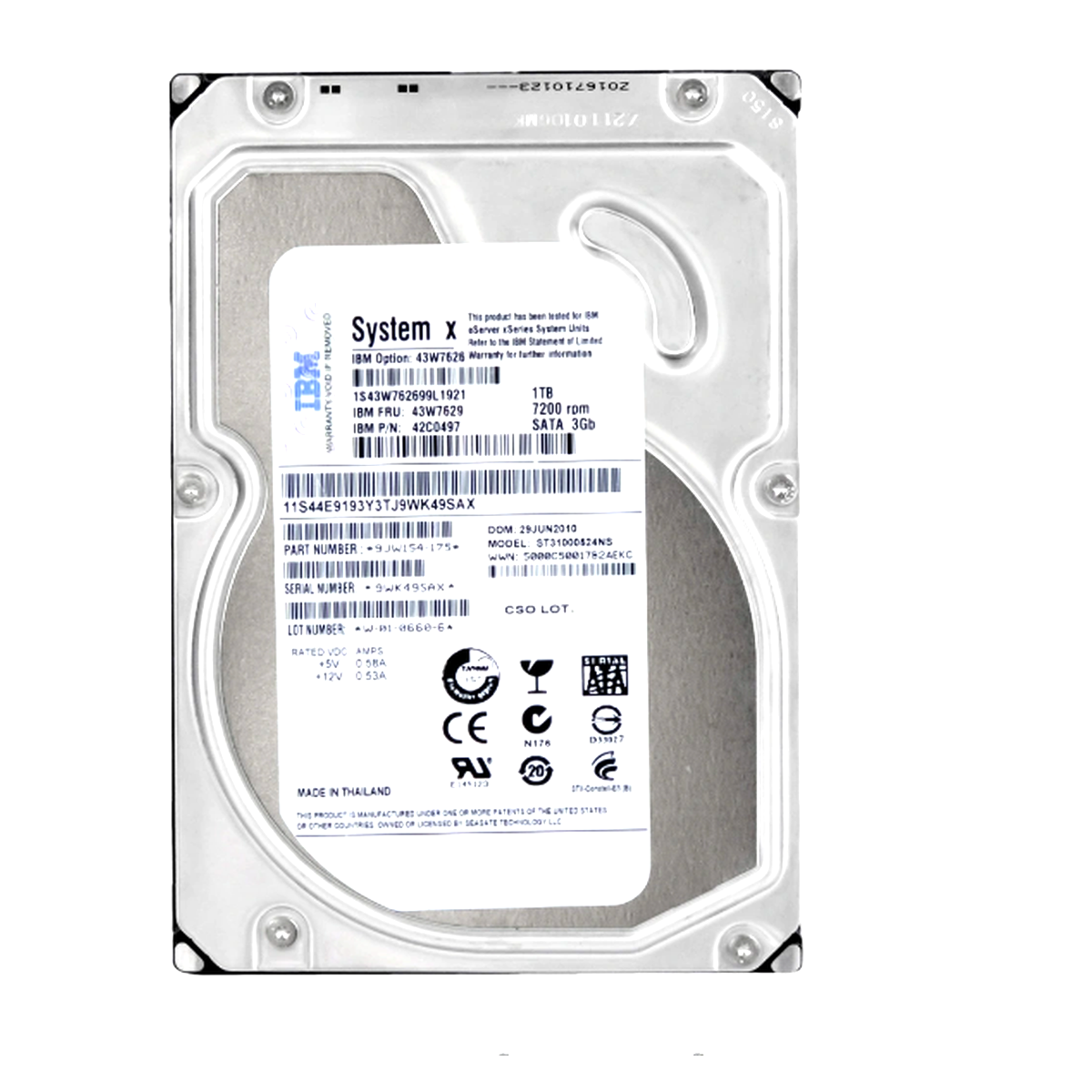 DYSK IBM 1TB SATA 7.2K 3G 3,5 43W7629 42C0508 DYSK IBM 1TB SATA 7.2K 3G 3,5 43W7629 42C0508