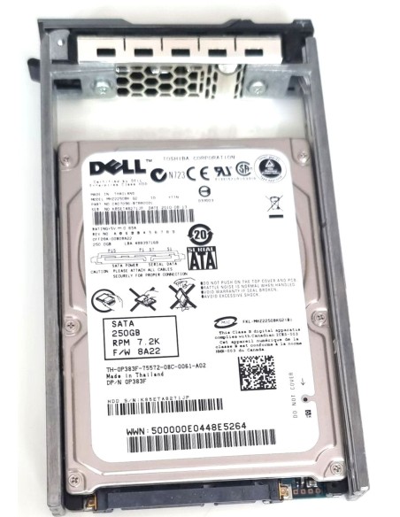 DYSK DELL 250GB SATA 7.2K 3G 2,5 RAMKA 0P383F