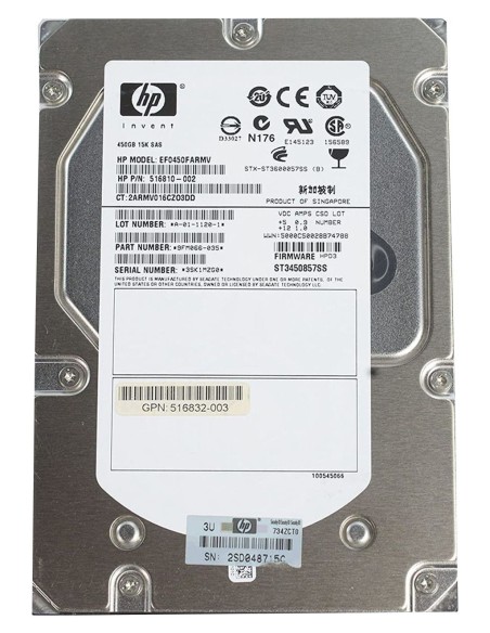 HP 450GB SAS EF0450FARMV 15K 6G 3,5 516810-002