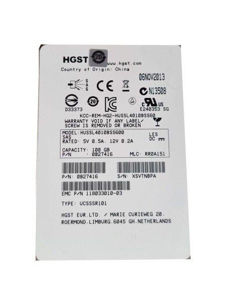 DYSK HGST EMC 100GB SAS SSD 6G 2,5 HUSSL4010BSS60 118033010-03