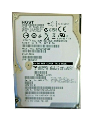 FUJITSU HGST 600GB SAS 10K 6G 2,5 CA05954-2636