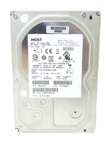DYSK EMC HGST 3TB SAS 6G 7.2K 3,5 HUS724030ALS640 0B26924 118033268-03