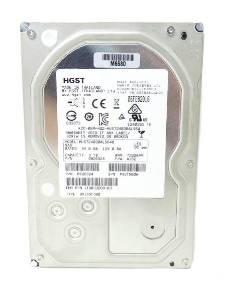 DYSK EMC HGST 3TB SAS 6G 7.2K 3,5 HUS724030ALS640 0B26924 118033268-03