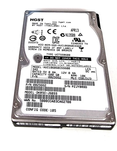HGST 600GB SAS HUC106060CSS600 10K 6G 2,5