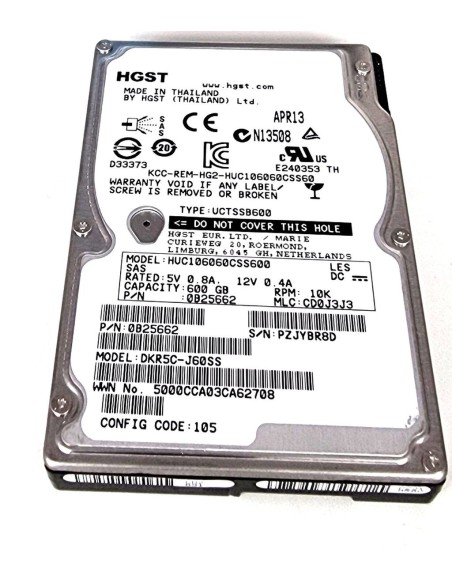 HGST 600GB SAS HUC106060CSS600 10K 6G 2,5