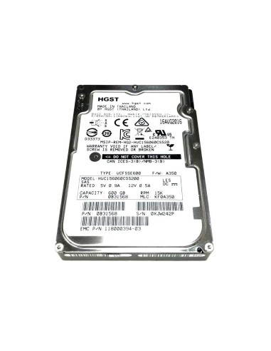 EMC HGST 600GB SAS HUC156060CSS200 15K 6G 2,5