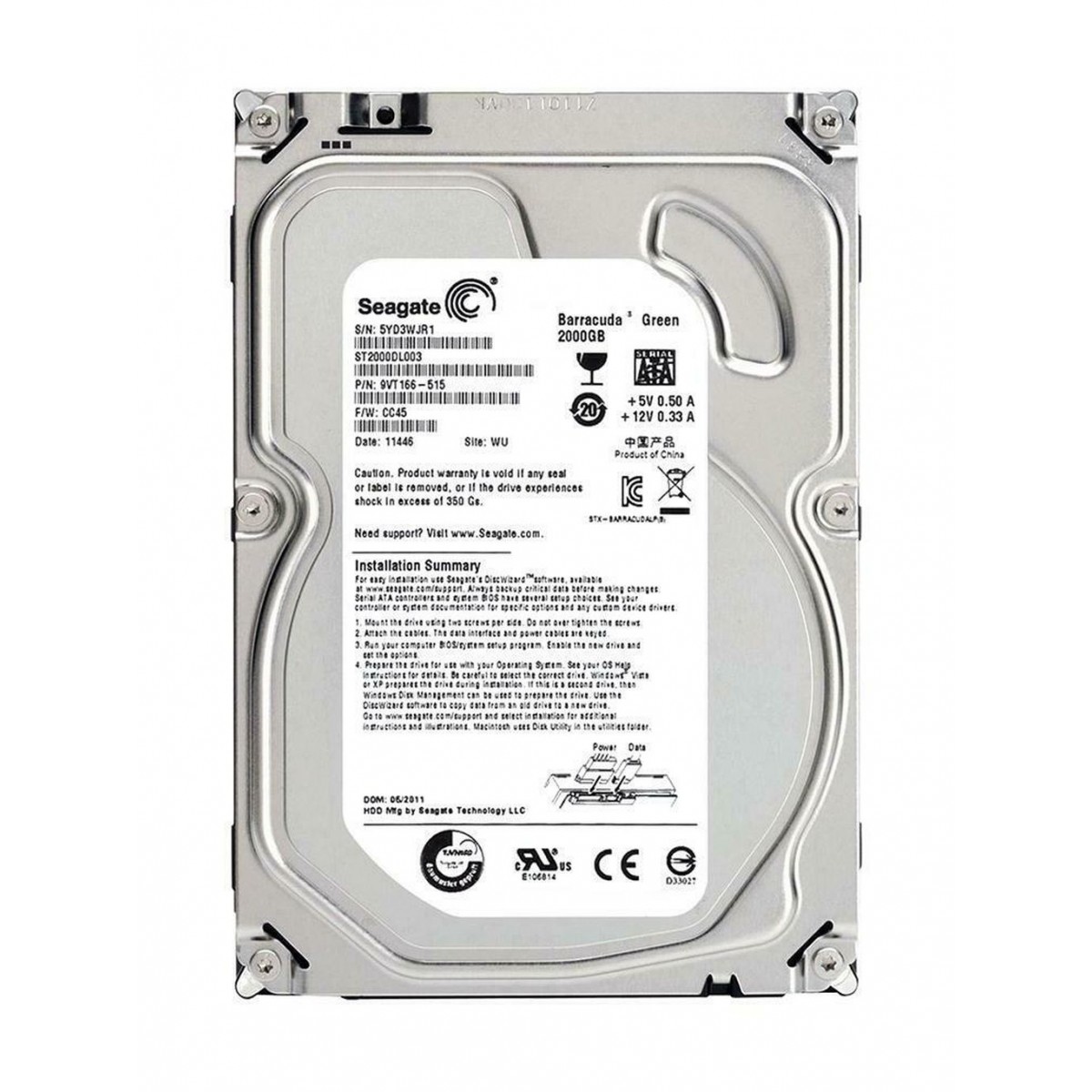 DYSK SEAGATE BARRACUDA 2TB SATA III 6G 5.9K 3,5 64MB ST2000DL003 9VT166-301