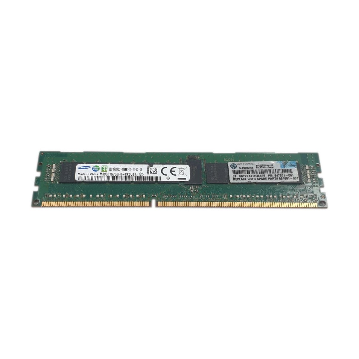 HP SAMSUNG 8GB 1Rx4 PC3-12800R ECC REG 647651-081