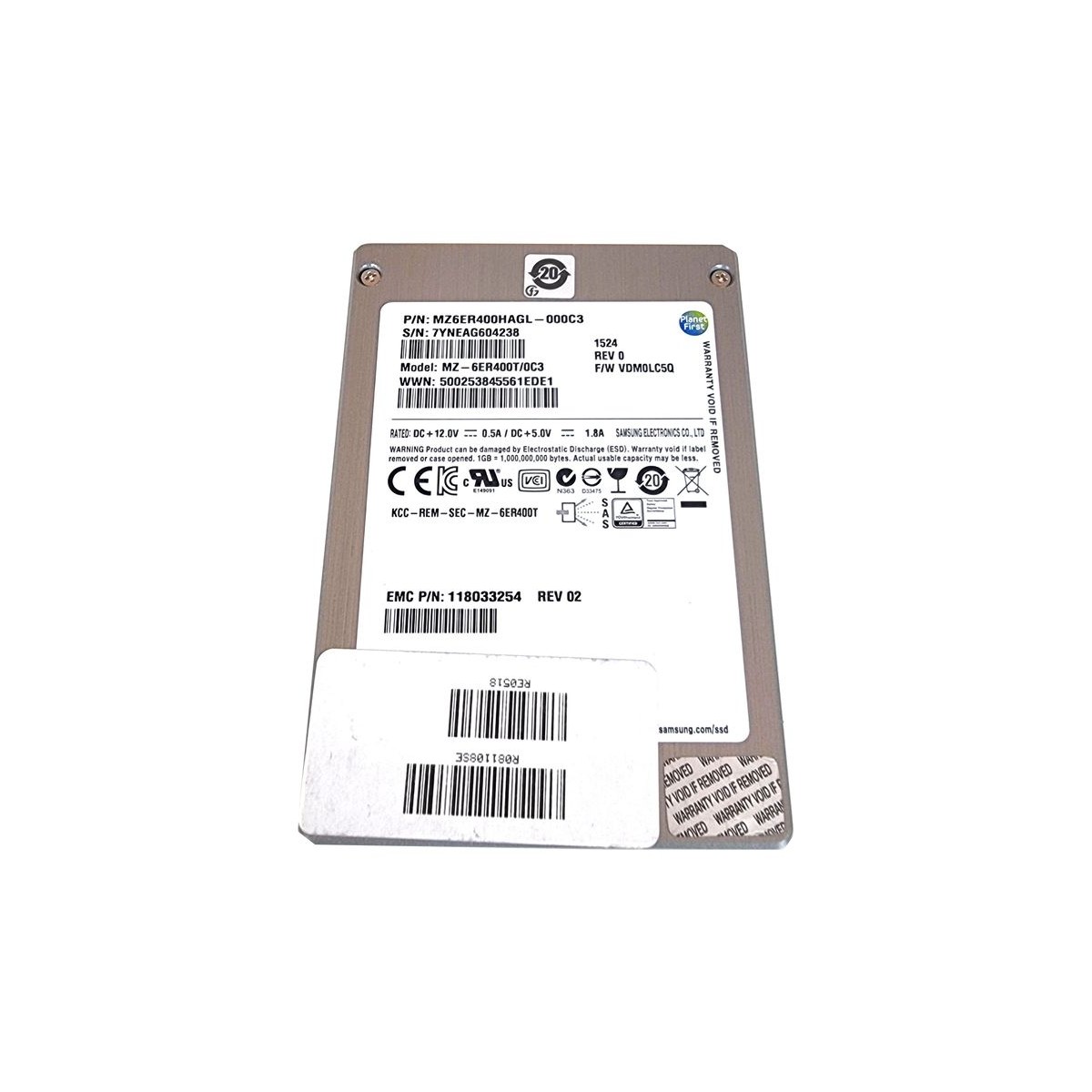 EMC SAMSUNG 400GB SSD SAS 6G 2,5 MZ6ER400HAGL-000C EMC SAMSUNG 400GB SSD SAS 6G 2,5 MZ6ER400HAGL-000C