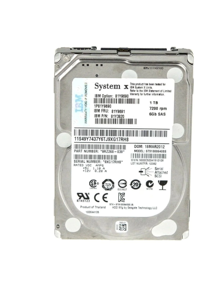 IBM 1TB SAS ST91000640SS 7.2K 6G 2,5 81Y9691