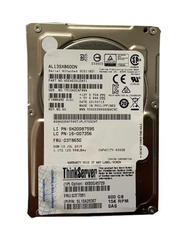 LENOVO 600GB SAS AL13SXB600N 15K 6G 2,5 03T7881