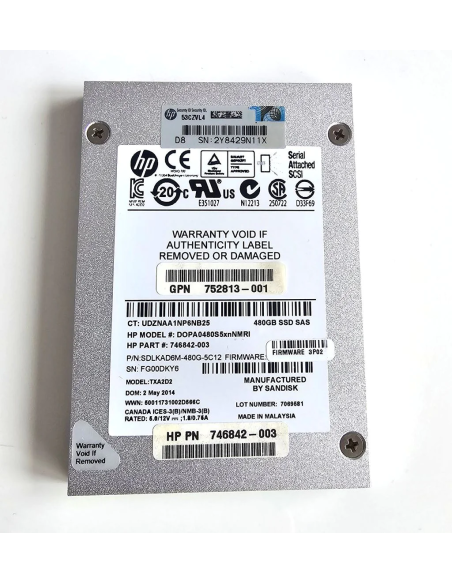 HP 480GB SSD SAS TXA2D2 6G 2,5 746842-003