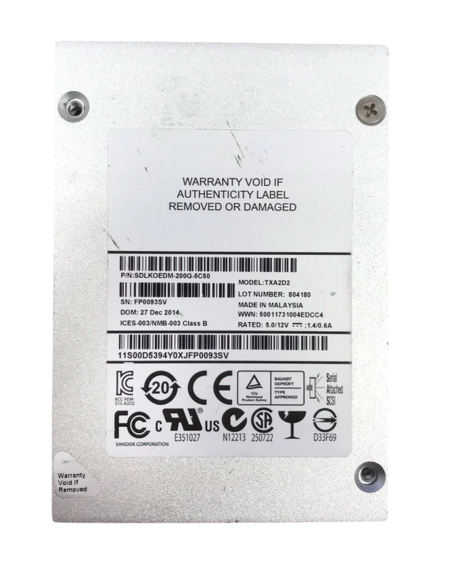 SANDISK 200GB SSD SAS TXA2D2 6G 2,5 SDLKAE6M-200G