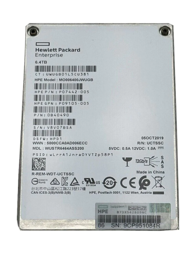 HPE 6.4TB SSD SAS WUSTR6464ASS200 12G 2,5 P07442