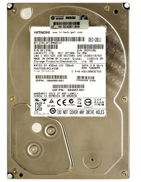 DYSK HP HITACHI 1TB SATA 3G 7.2K 3,5 HUA722010CLA330 684057-001 0F13701