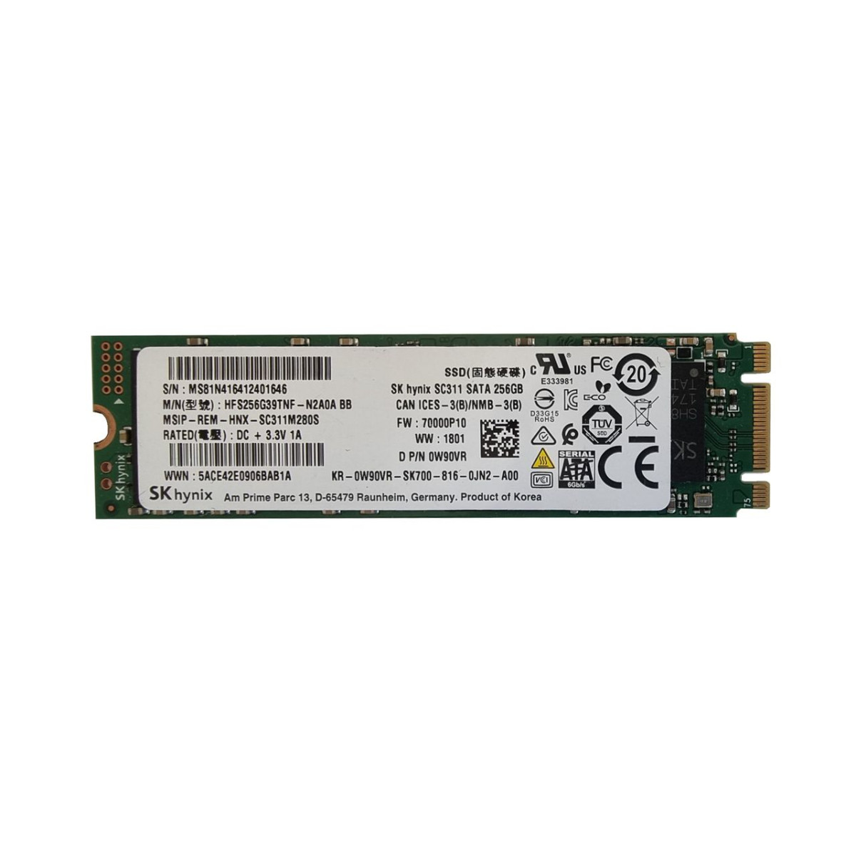 DYSK DELL HYNIX 256GB SSD SATA M.2 2280 MLC 0W90VR