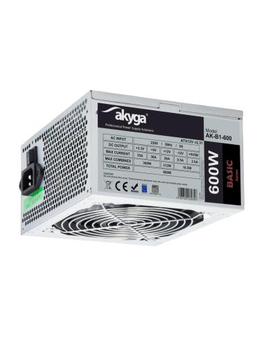NOWY ZASILACZ 600W AKYGA ATX 4xSATA 2xMOLEX 1x20+4PIN AK-B1-600