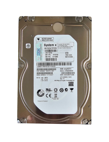 DYSK IBM SEAGATE 3TB SATA 6G 7.2K 3,5 ST3000NM0033 9ZM178-039 81Y9799