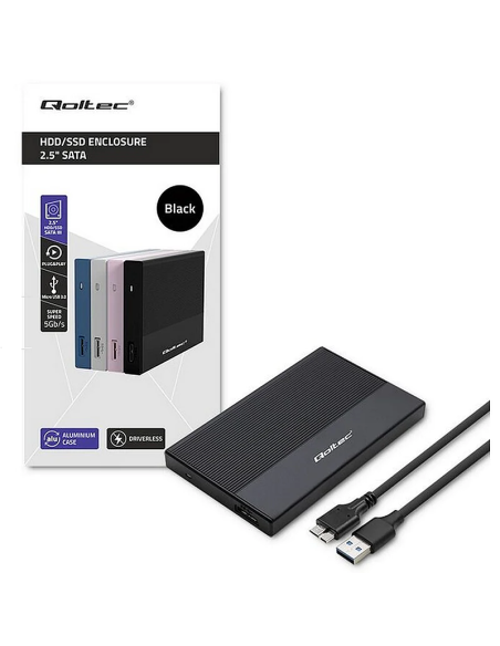 NOWA OBUDOWA 2,5' HDD SSD QOLTEC 52277 MICRO USB 3.0 ALUMINIUM BLACK