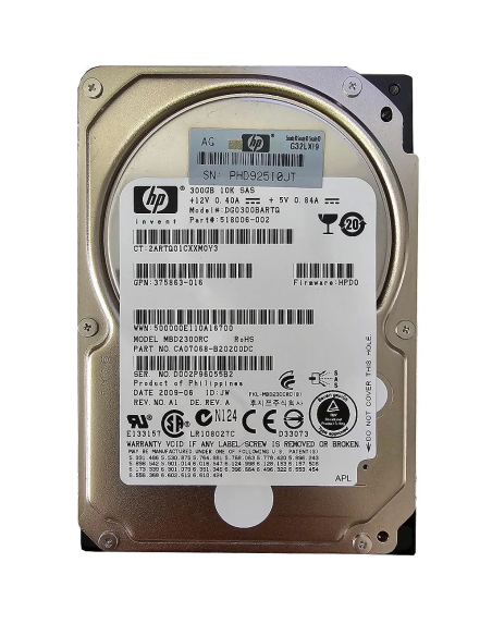 DYSK HP 300GB SAS 10K 6G 2,5 375863-016 DG0300BARTQ
