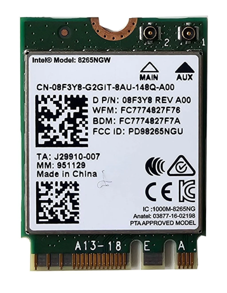 KARTA WiFi DELL INTEL 8265NGW WiFi 5 2x2 2.4GHz 5GHz BLUETOOTH 4.2 08F3Y8