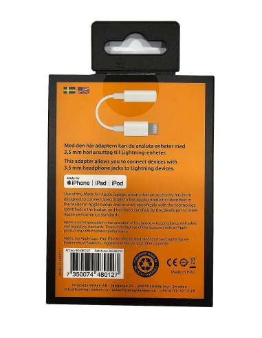 NOWY ADAPTER FL APPLE LIGHTNING NA AUDIO JACK 3.5MM IPHONE 13 14 40-480127