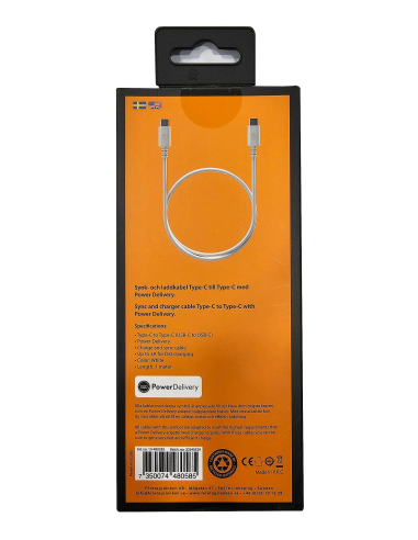 NOWY KABEL FL USB C NA USB C 1M BIAŁY iOS ANDROID FL-CC585
