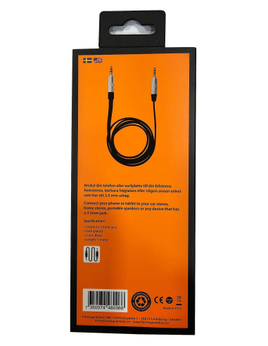 NOWY KABEL FL MINIJACK NA MINIJACK AUDIO 3.5MM 1M CZARNY AUX0066