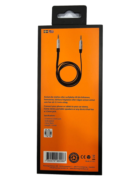 NOWY KABEL FL MINIJACK NA MINIJACK AUDIO 3.5MM 1M CZARNY AUX0066