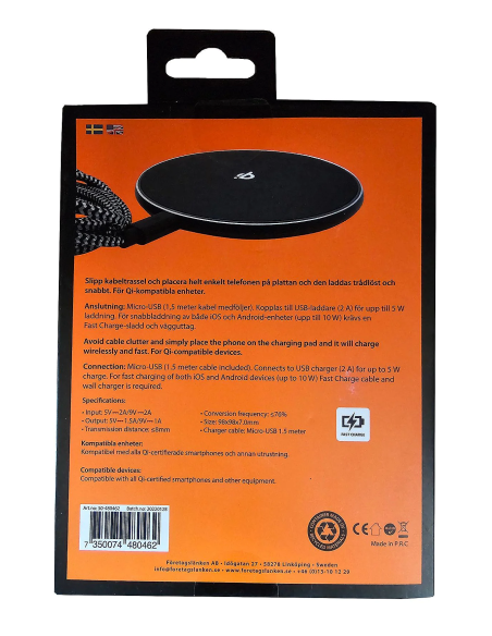 NOWA ŁADOWARKA INDUKCYJNA FL 10W MICRO USB iOS ANDROID 50-480462