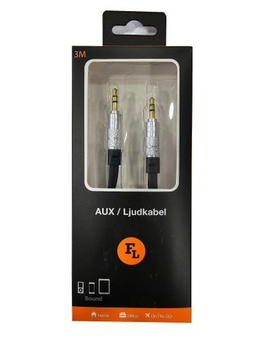NOWY KABEL FL MINIJACK NA MINIJACK AUDIO 3.5MM 3M CZARNY AUX0066
