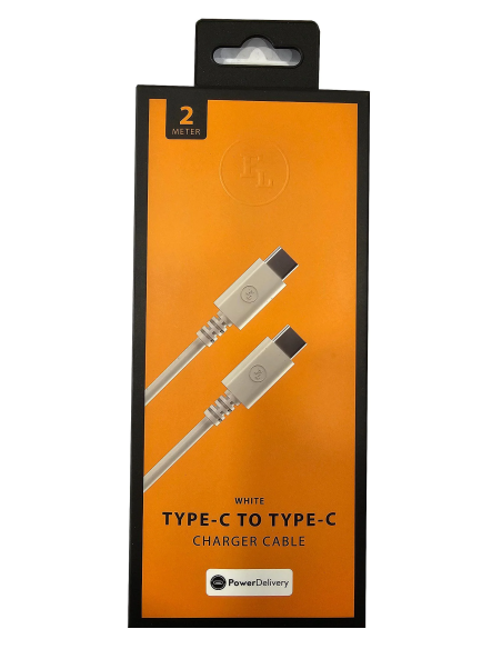 NOWY KABEL FL USB C NA USB C 2M BIAŁY iOS ANDROID FL-CC509