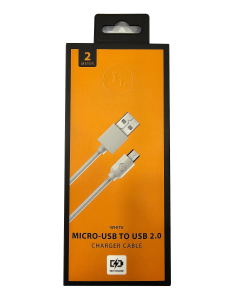 NOWY KABEL FL USB 2.0 NA MICRO USB 2M BIAŁY iOS ANDROID 10-480295