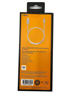 NOWY KABEL FL USB 2.0 NA MICRO USB 2M BIAŁY iOS ANDROID 10-480295 2