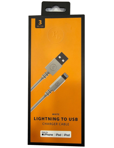 NOWY KABEL FL USB 2.0 NA APPLE LIGHTNING 3M BIAŁY IPHONE 14 13 12 11 IPAD
