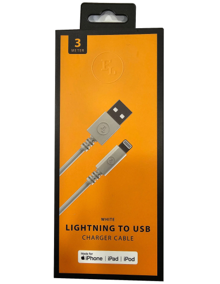 NOWY KABEL FL USB 2.0 NA APPLE LIGHTNING 3M BIAŁY IPHONE 14 13 12 11 IPAD