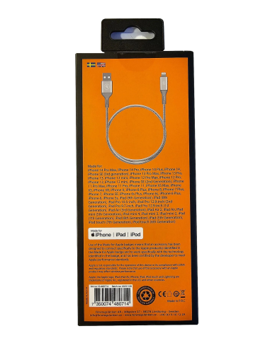 NOWY KABEL FL USB 2.0 NA APPLE LIGHTNING 2M SREBRNY IPHONE 14 13 12 11 IPAD