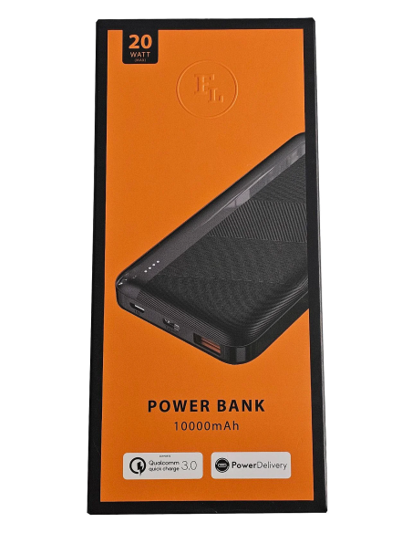 POWERBANK FL 10000mAh 20W CZARNY USB C/USB MICRO/USB KABEL SZYBKO ŁADUJE