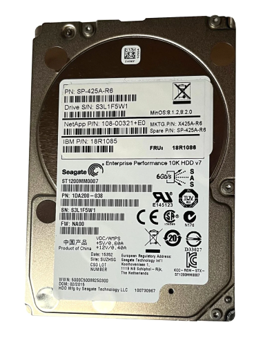 NetApp IBM 18R1085 1.2TB 10K SAS 2.5” 108-00321