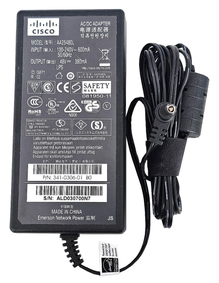 ZASILACZ ŁADOWARKA CISCO 48V 0.38A 182W AA25480L KABEL ZASILAJĄCY