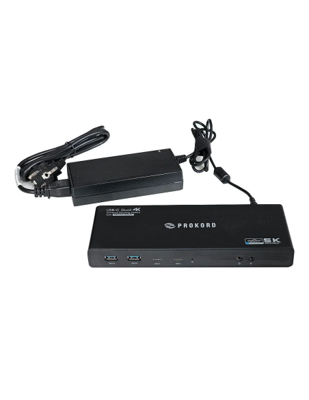UNIWERSALNA STACJA DOKUJACA PROKORD 65W DUAL USB C 4K 2xHDMI 2xUSB ZASILACZ