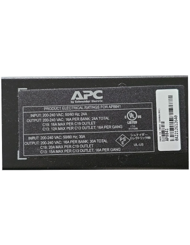 LISTWA PDU RACK APC AP8841 240V 30A NEMA L6-30P 36xC13 6xC19 2xLAN 3M