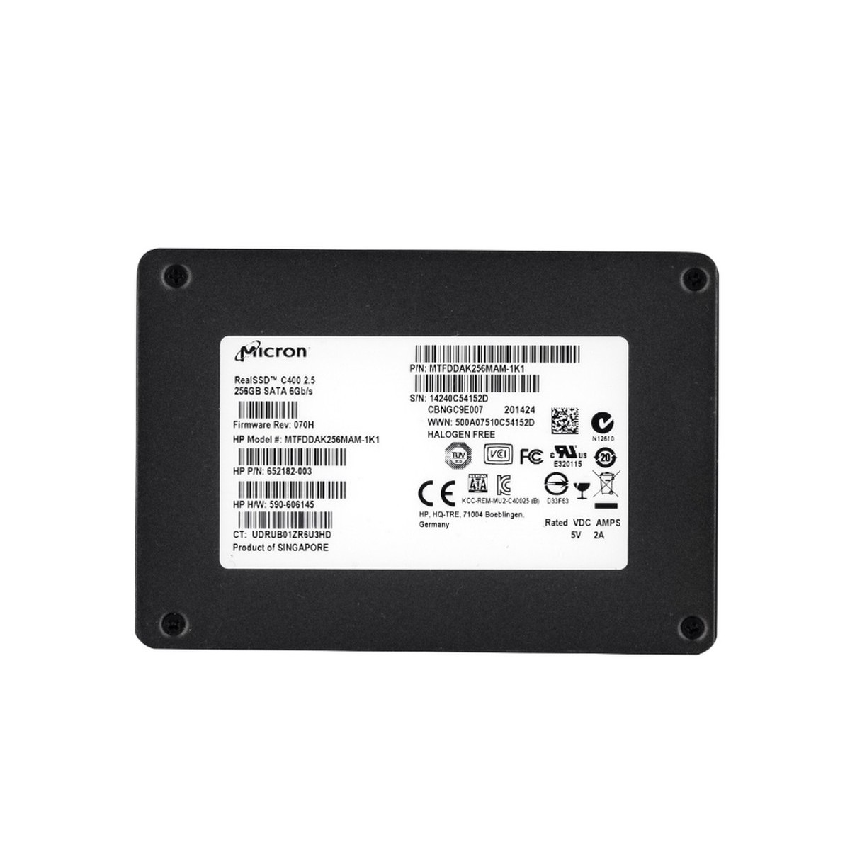 DYSK HP MICRON REALSSD C400 256GB SSD SATA III 6GB 2,5 MLC 652182-002