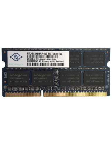 PAMIĘĆ RAM NANYA 2GB SODIMM PC3-8500S DDR3 1066MHz NT2GC64B8HA1NS-BE