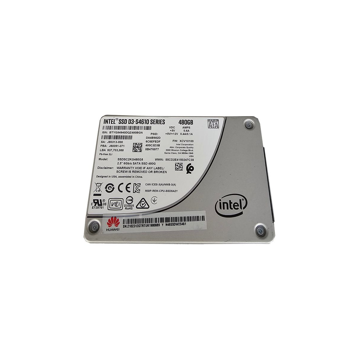 DYSK INTEL 480GB SSD SATA D3-S4610 6G 2,5 TLC SSDSC2KG480G8